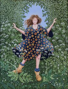 Cavorting through cow parsley By Lucy Almey Bird Art