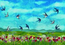 Swallows Wrap Around Large Greetings Card By Driftwood Designs