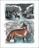 Stopping by Woods Lino and silkscreen print by Angela Harding