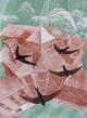 Swifts at y Dolydd Wood Engraving By Bob Guy